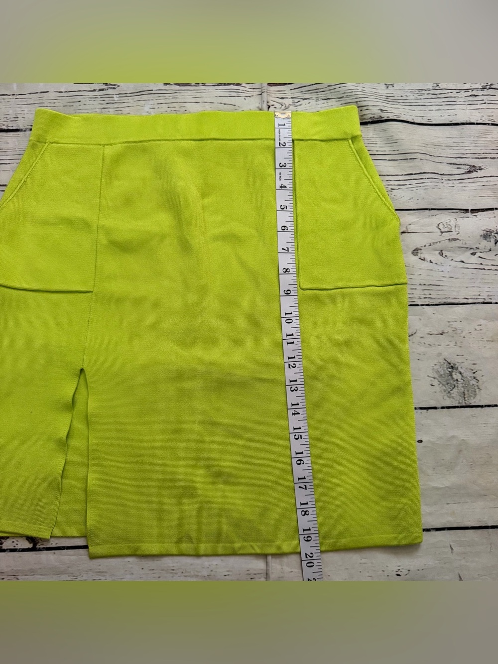 Hanifa Neon Lime Mini Skirt with Front Pockets - Picture 3 of 6